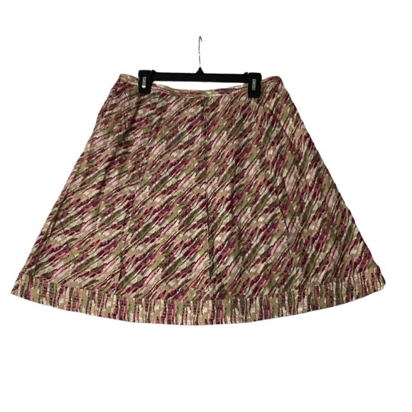 Royal Robbins A-line Skirt Women Size 12 Multicolor 100% Cotton Pockets Side Zip - Picture 1 of 10